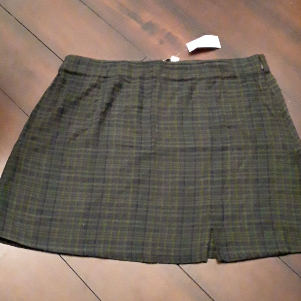 American Eagle Outfitters Plaid Midi Skirt - Black and Green